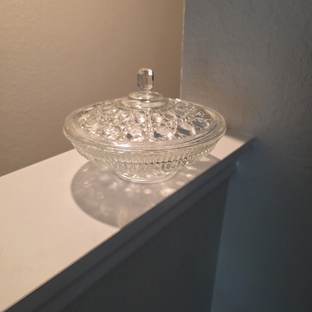 Intricate Clear Glass Lidded Dish